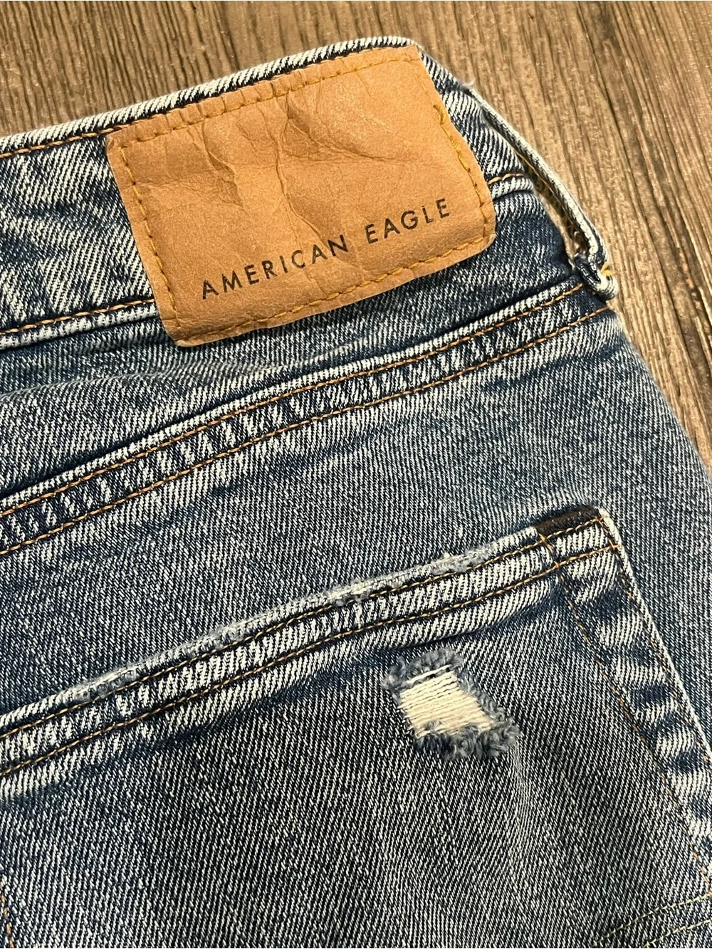 American Eagle Men’s Airflex Jeans Bundle: Distressed Light Blue and Dark Blue